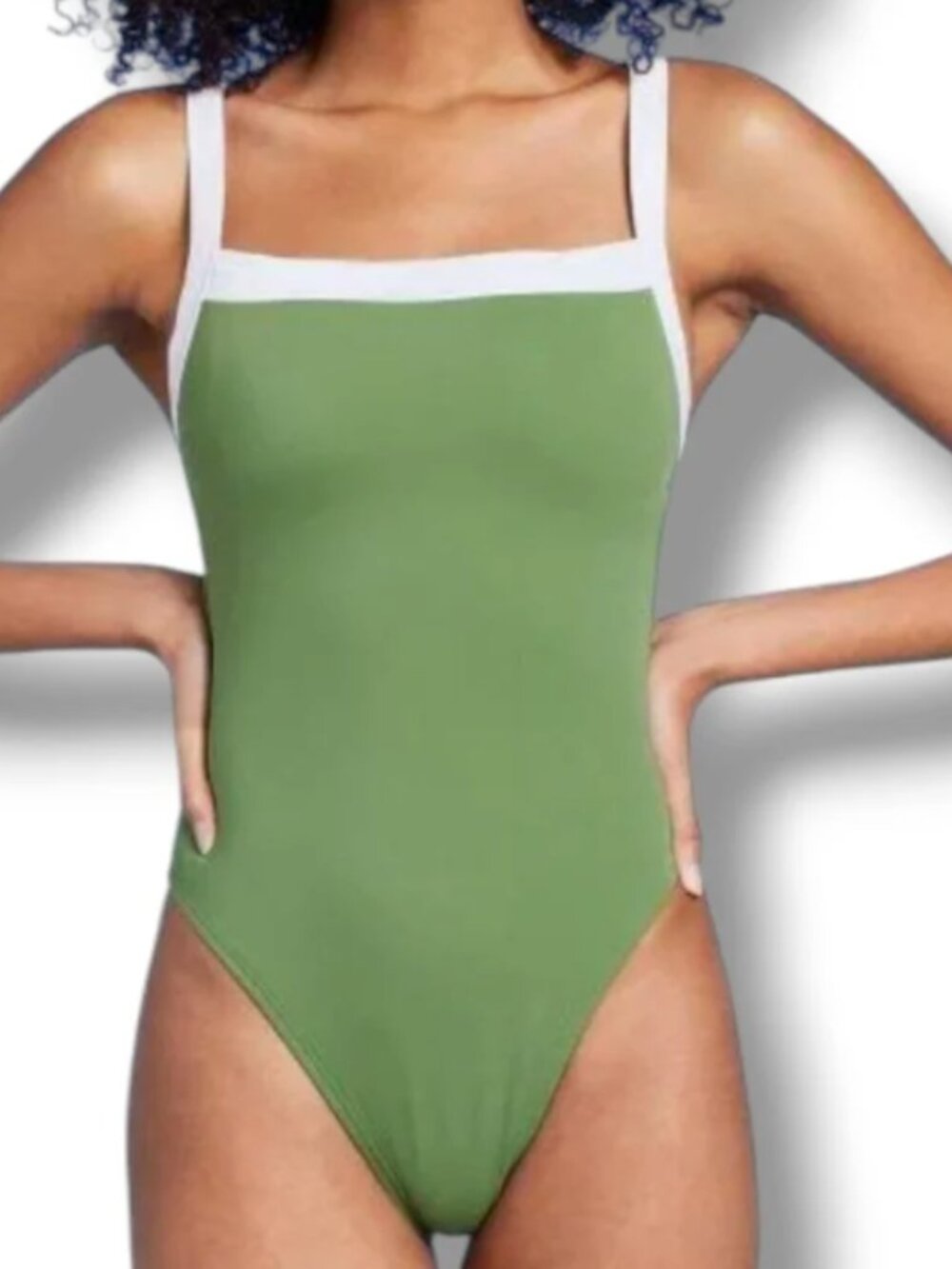 NWT! Shade & Shore | Green One-Piece Swimsuit with White Trim